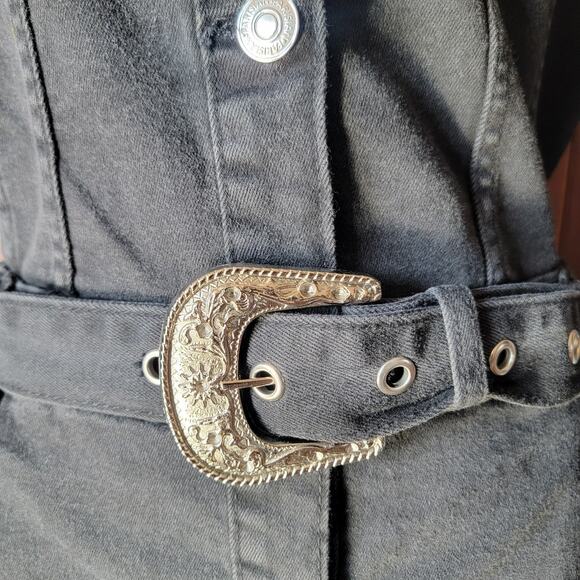 Belted Western Dress Women US 10 UK 14 Charcoal Grey Bodycon ASOS Parisian Tall - Picture 3 of 16